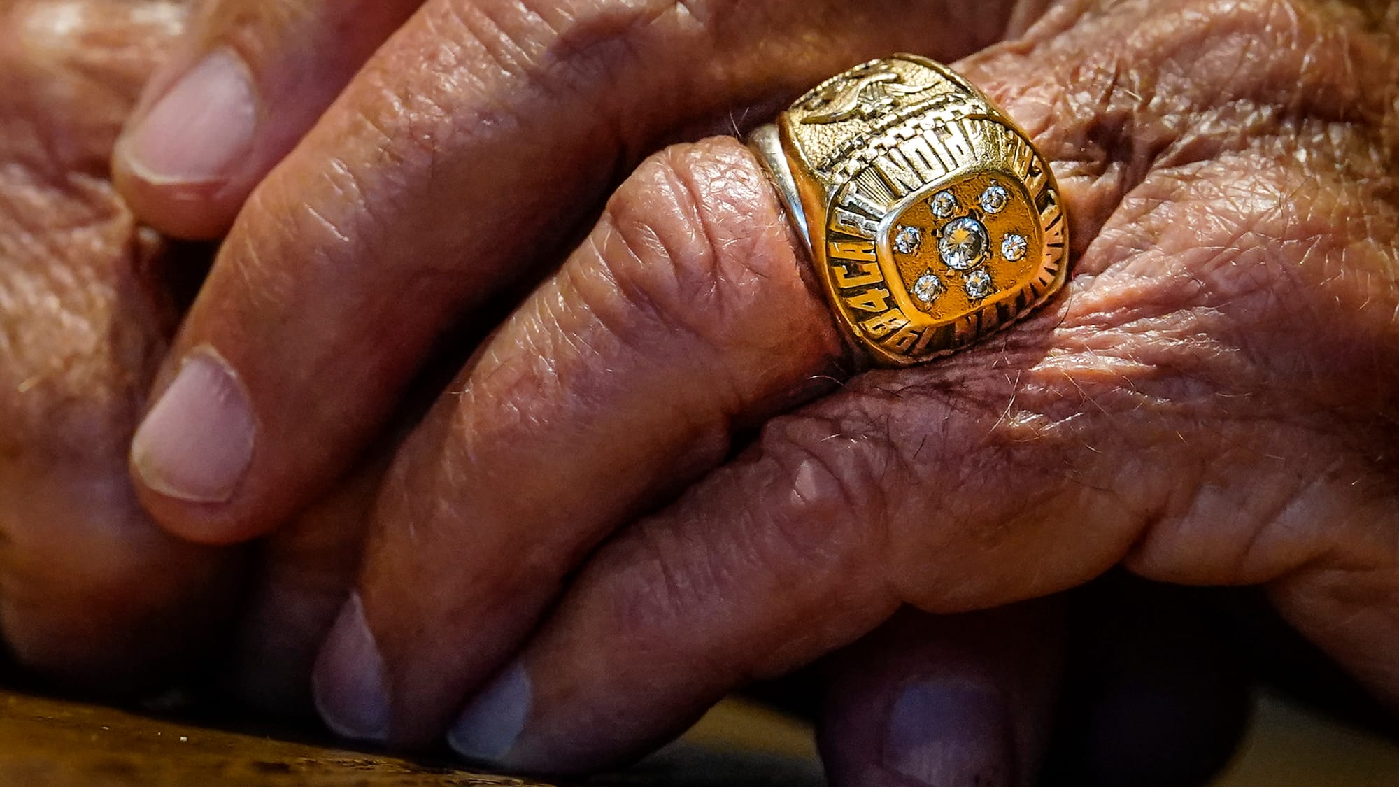 Race driver Mario Andretti wears the 1984 CART championship ring during an interview at his home in Nazareth, Pa. on Wednesda