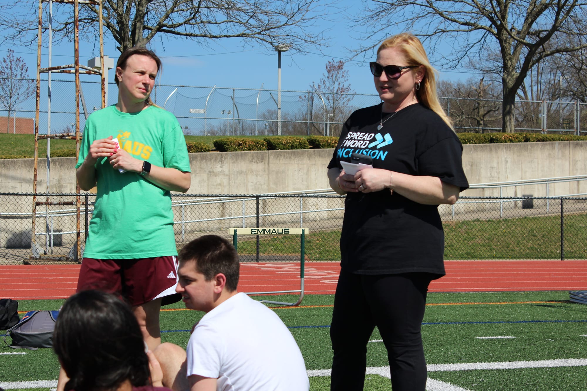 Emmaus High School Unified Track and Field coaches Linda Gitsky and Emily Schwartz