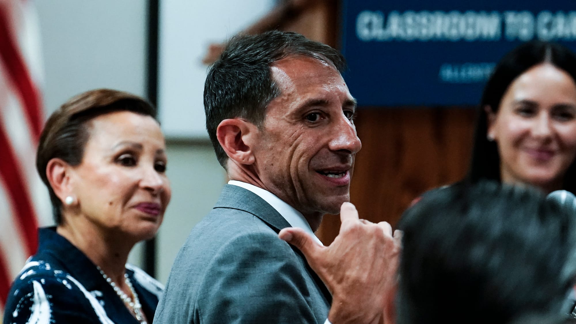 Allentown Mayor Matt Tuerk contributes to meeting on education. U.S. Rep. Susan Wild was joined by First Lady Jill Biden and 
