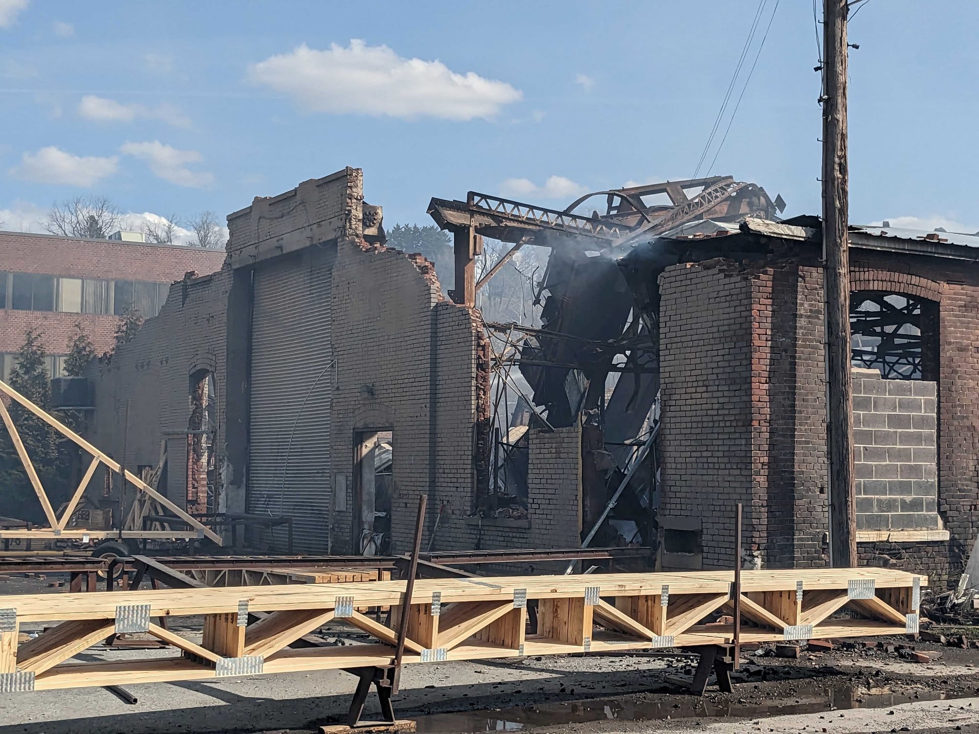 A fire tore through this Easton warehouse on April 4, 2023