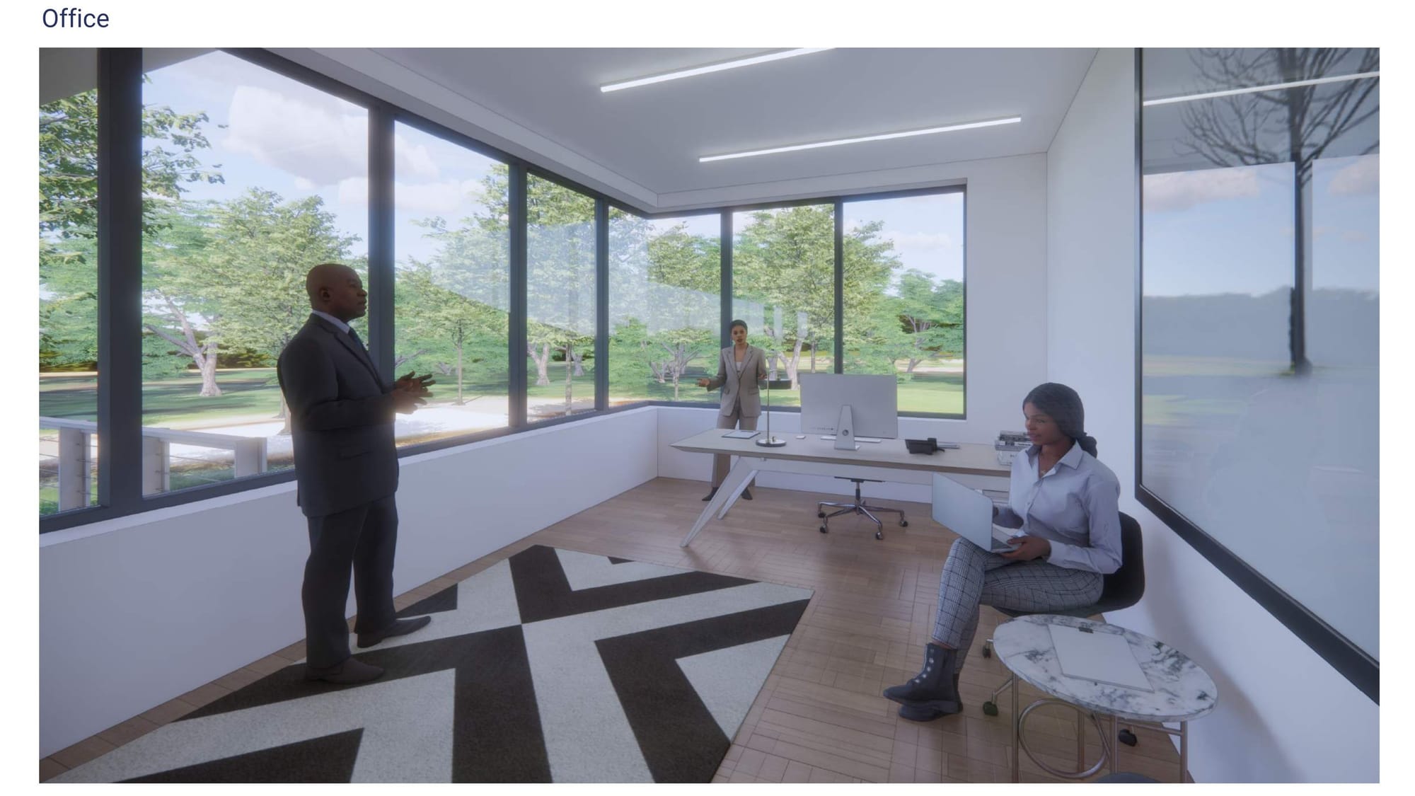 A rendering of the office in the Carter Family Center.