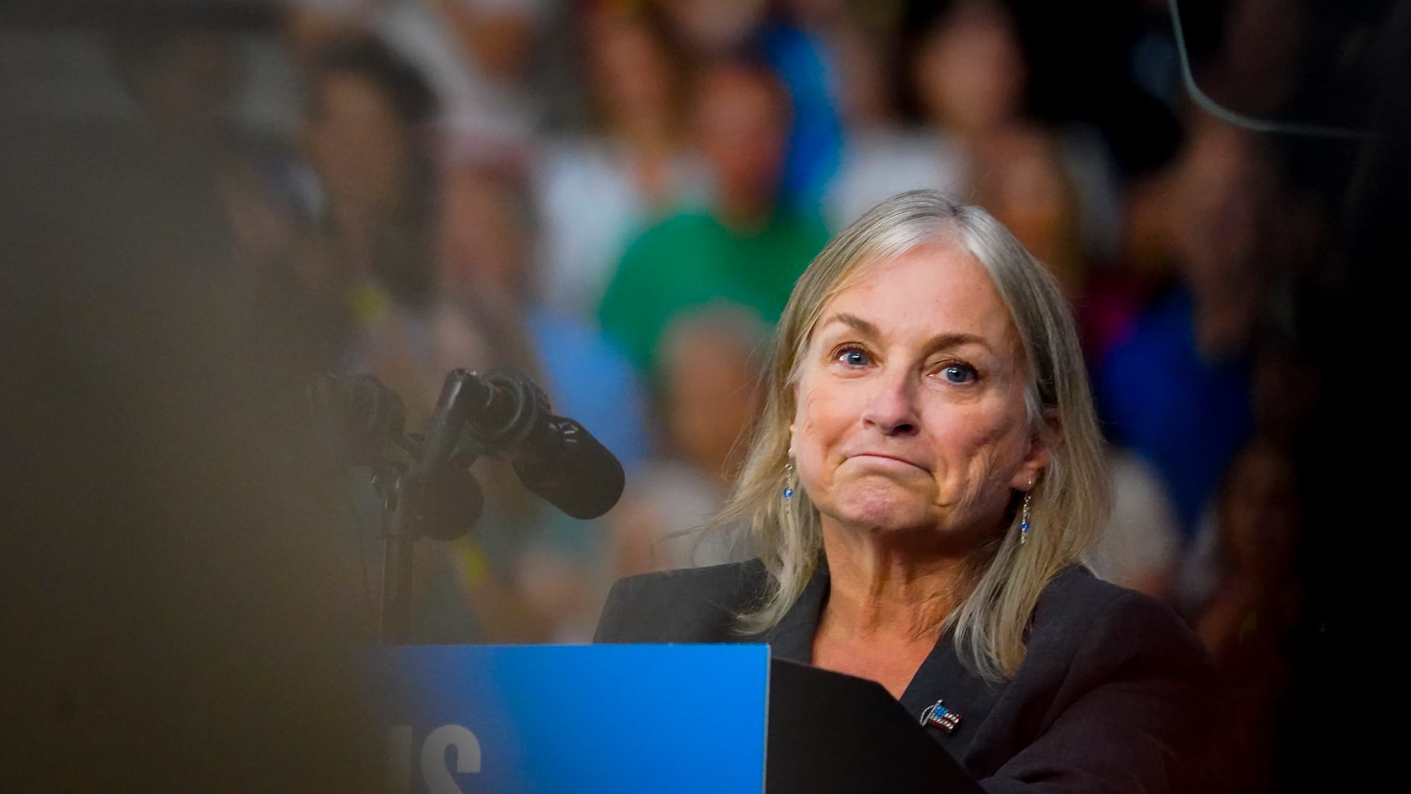 U.S Rep. Susan Wild greets the crowd Saturday. Minnesota Gov. Tim Walz campaigns at Freedom High School in Bethlehem, Pa. on 