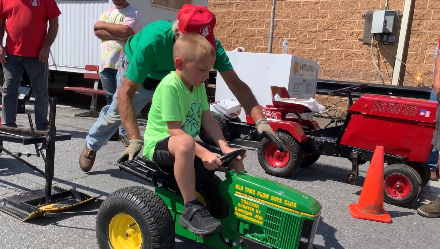 A competitor at the tractor pull competition at the Great Allentown Fair.