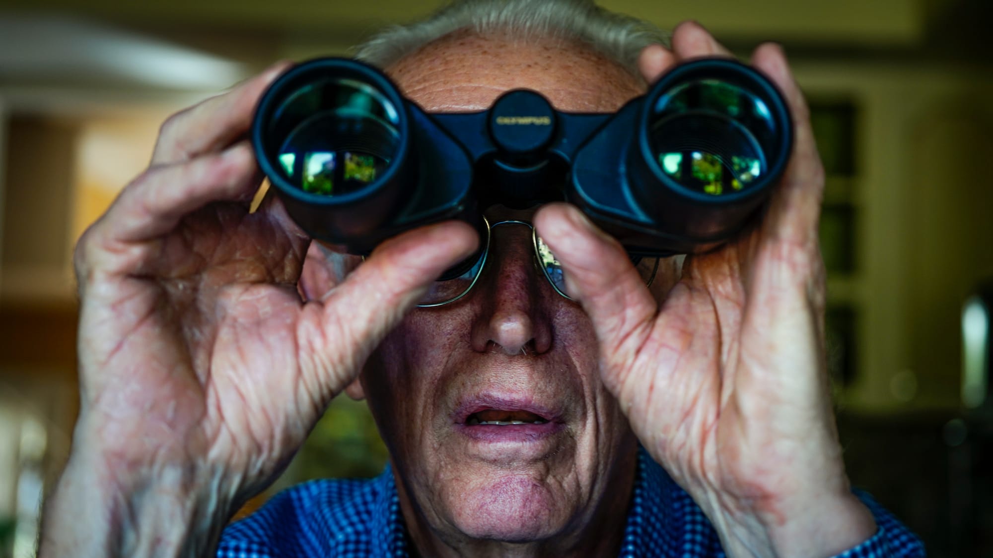 Fred Buse sits at his kitchen table and observes wildlife in his backyard. Fred Buse, 87, of South Whitehall Township, has be