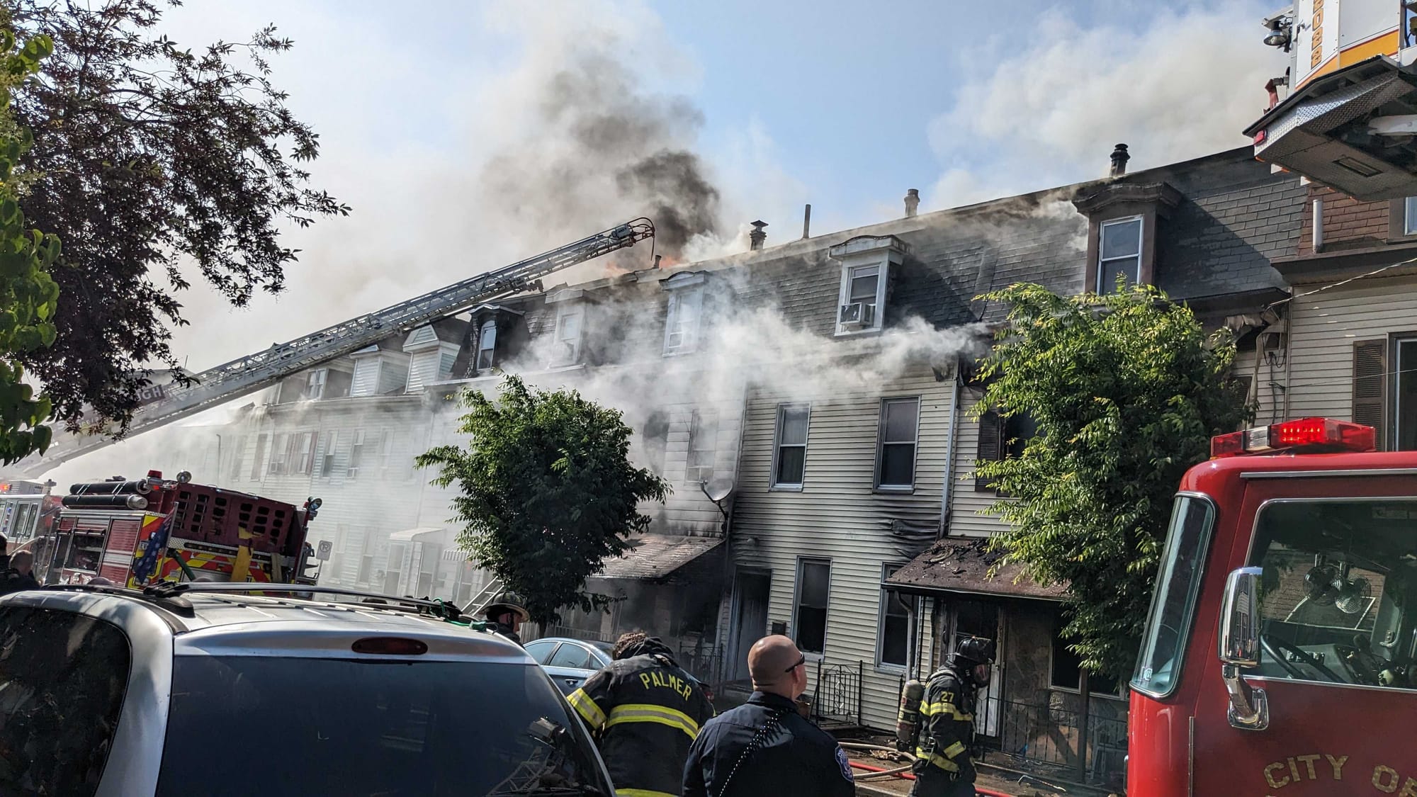 The fire is spreading throughout the block.