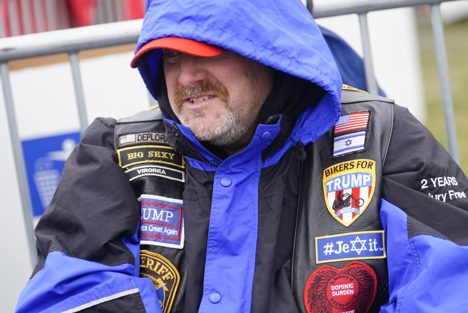 People gather ahead of Donald Trump's rally in Schnecksville, Pa. on Saturday, April 13, 2024.