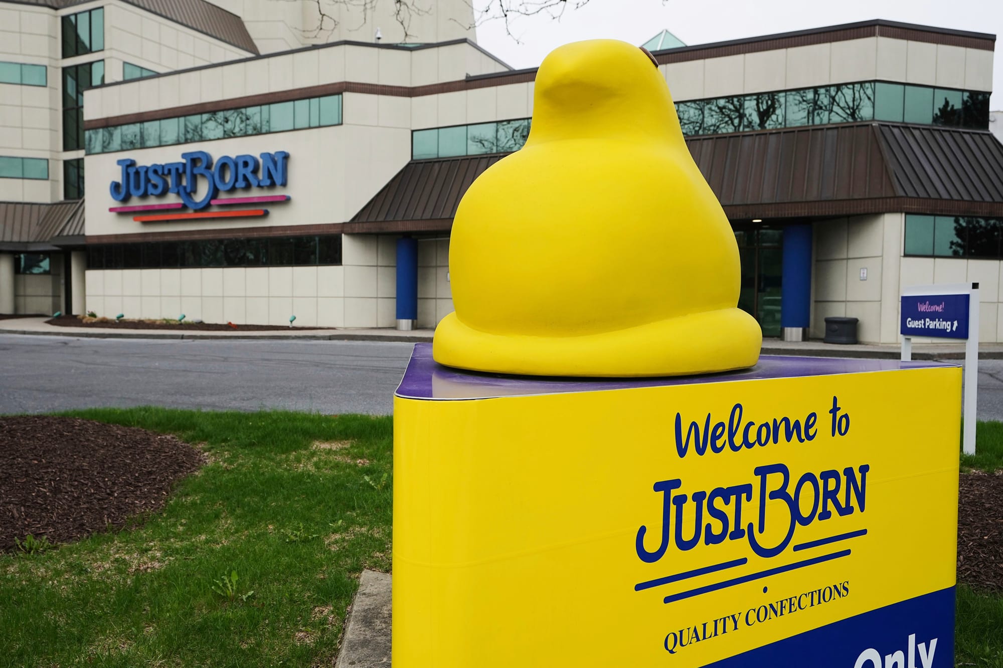 The Just Born factory where Peeps marshmallow treats are made is seen in Bethlehem, Pa., Thursday, April 10, 2025. (AP Photo/