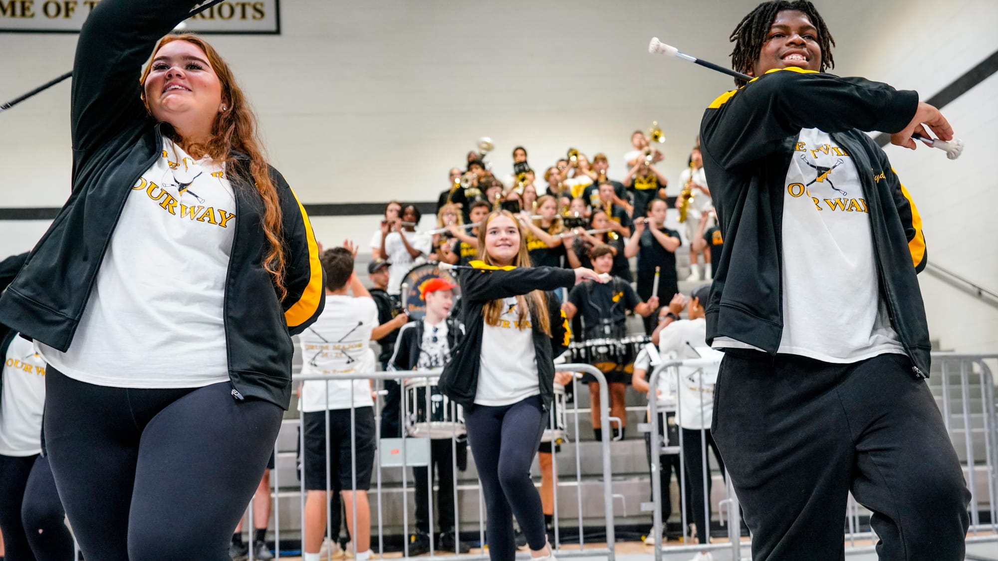 Freedom HS band entertains. Minnesota Gov. Tim Walz campaigns at Freedom High School in Bethlehem, Pa. on Saturday, September