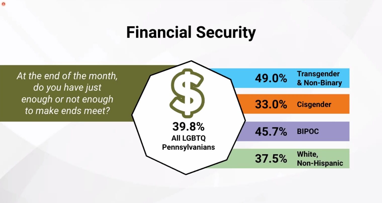 A graph showing the financial insecurity of survey respondents.