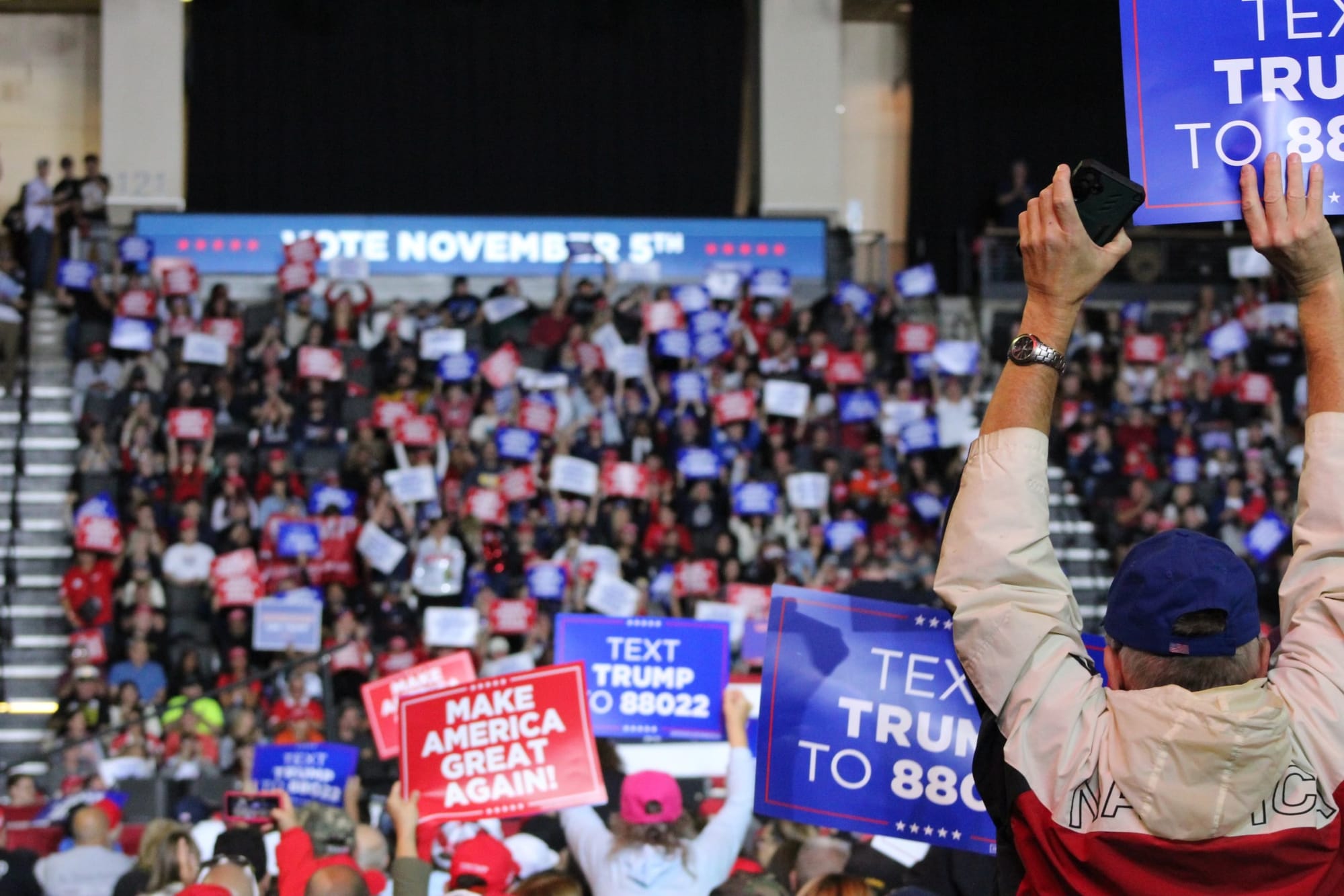 Inside the PPL Center during former President Donald Trump's rally on Tuesday, Oct. 29, 2024.