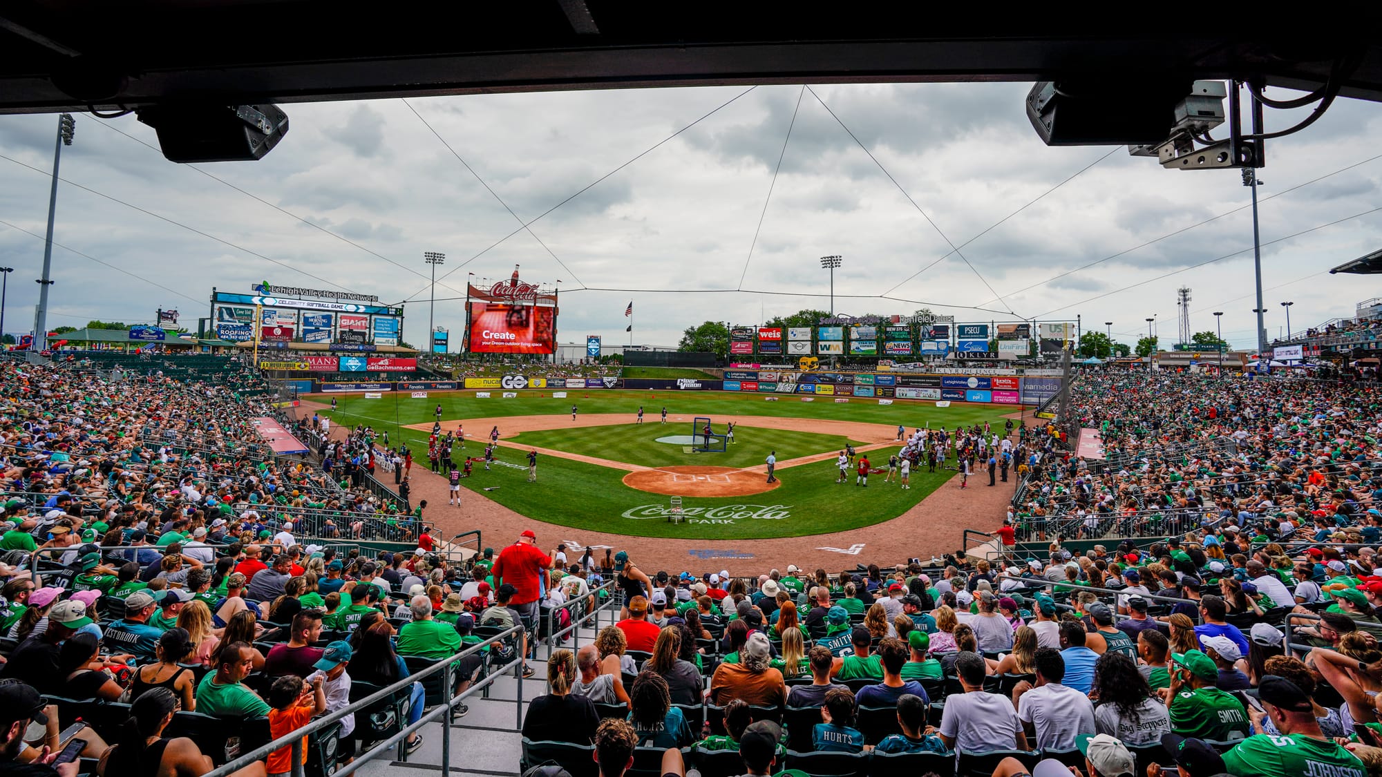The annual DeVonta Smith Celebrity Softball Game featuring Philadelphia Eagles and other athletes was held at Coca~Cola Park 