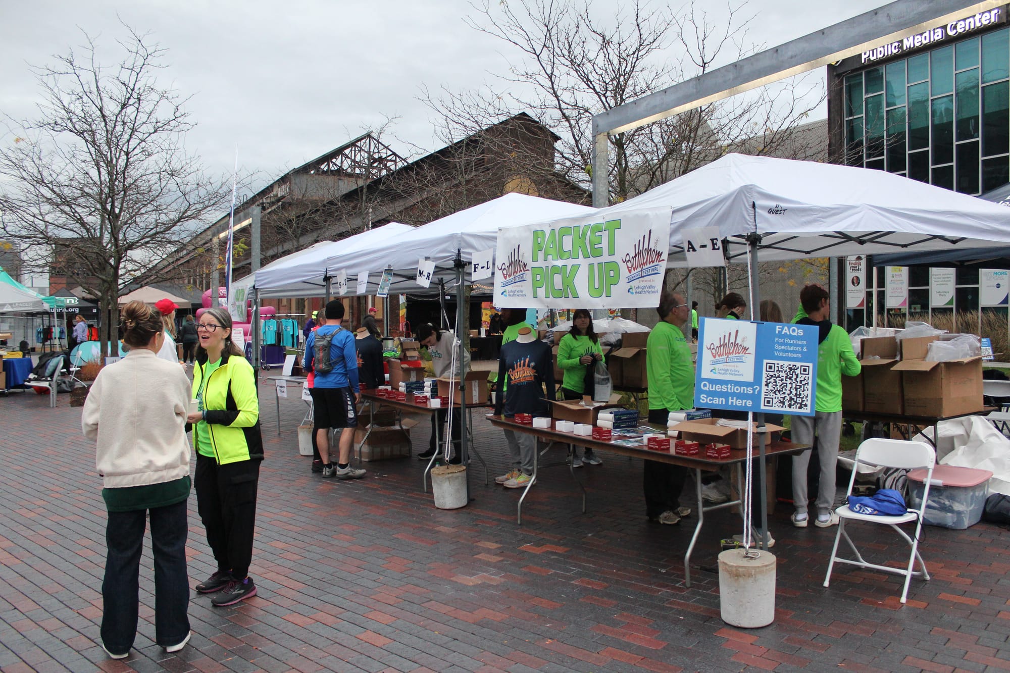 The sign-in tents at the Bethlehem Running Festival's first day.