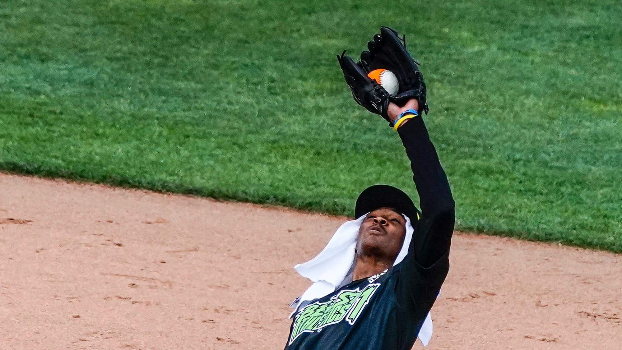 DeVonta Smith makes a catch. The 2nd annual DeVonta Smith Celebrity Softball Game was held at Coca-Cola Park in Allentown on 