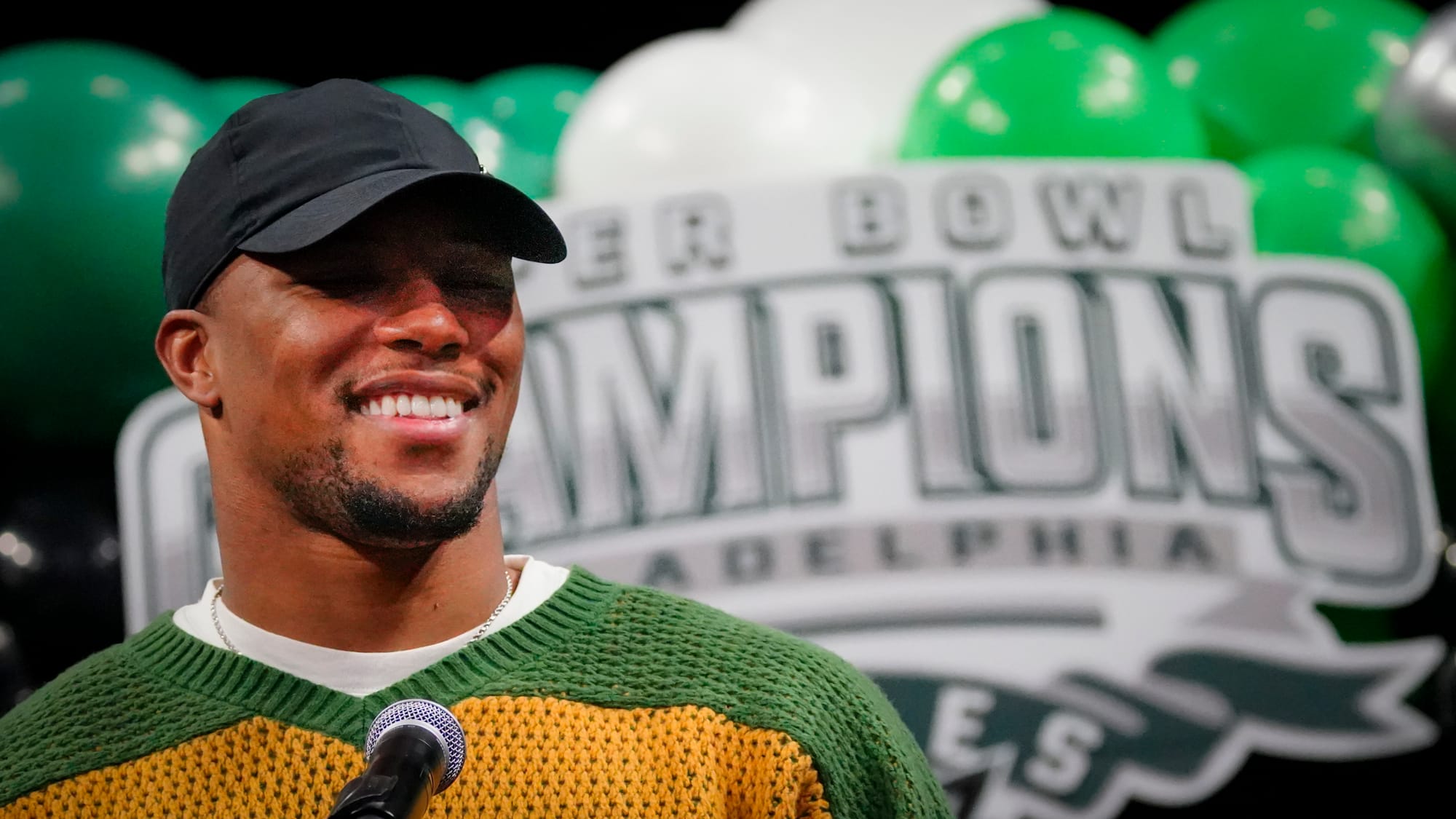 Saquon Barkley greets the crowd. A Lehigh Valley celebration for Philadelphia Eagles running back Saquon Barkley was held at 