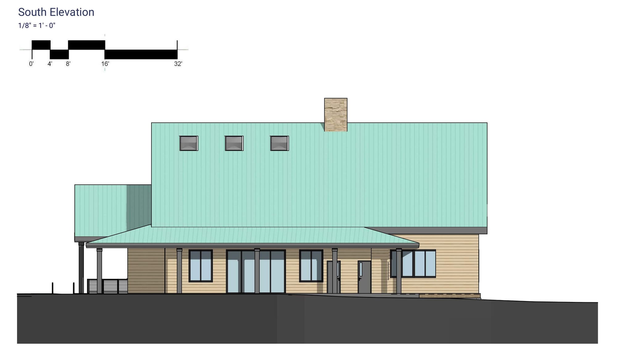 The design of the back of the Carter Family Center.