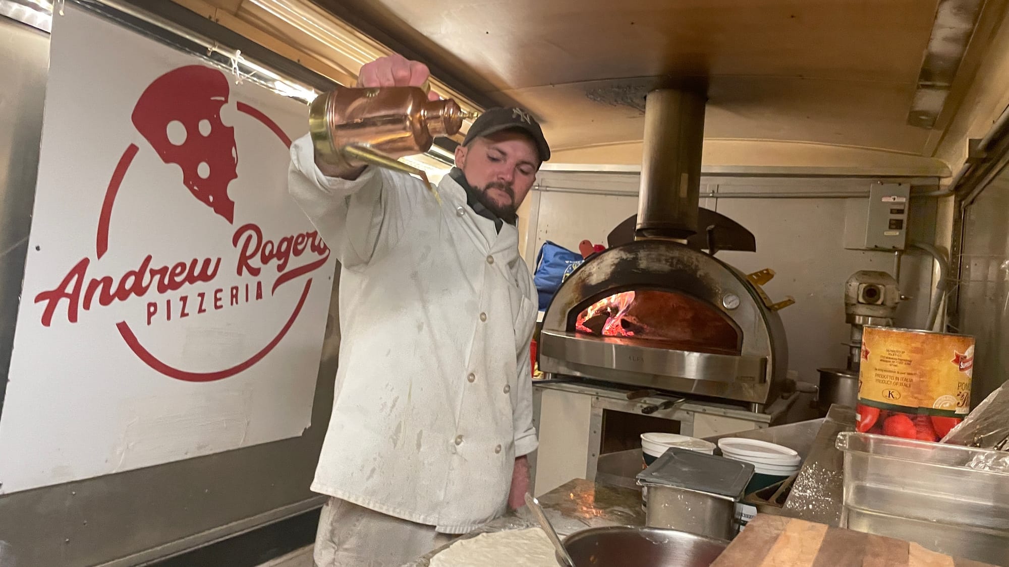 Each Friday and Saturday since November, Andrew Rogers’ Pizzeria has set up shop outside Joe’s Tavern, 12 W. Broad St., in Ce