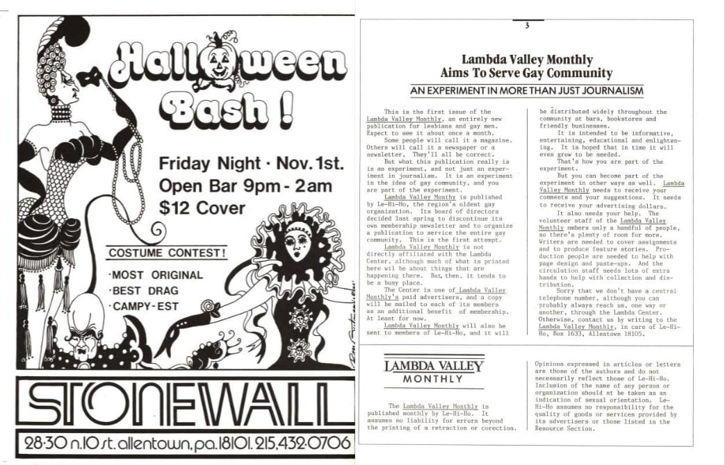 An excerpt from the first edition of Lambda Valley Monthly, which was published in October 1985.