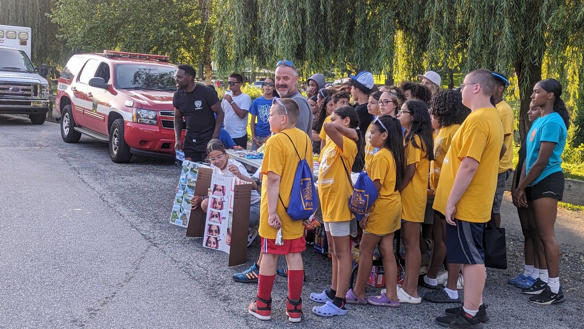 Allentown's Police Athletic League campers gather at National Night Out at Cedar Beach Park.