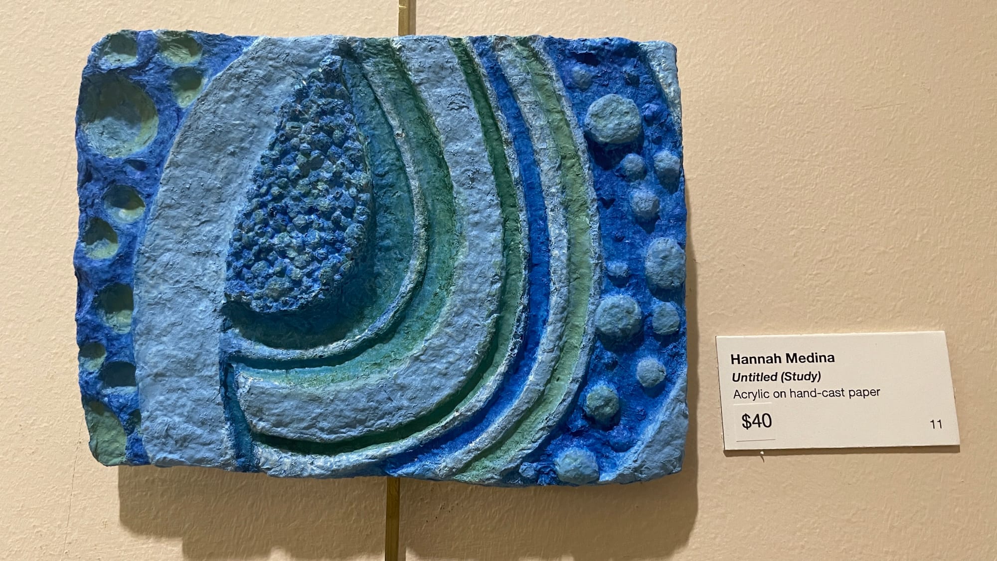 An untitled piece, featuring acrylic on hand-cast paper, from Cedar Crest student Hannah Medina.