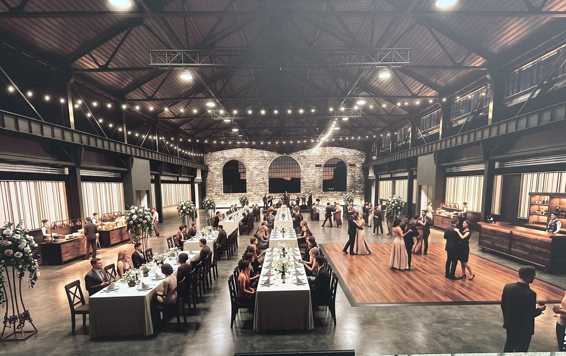 Artist renditions of how the former Bethlehem Steel Turn and Grind shop at SteelStacks will look after its renovated into an 