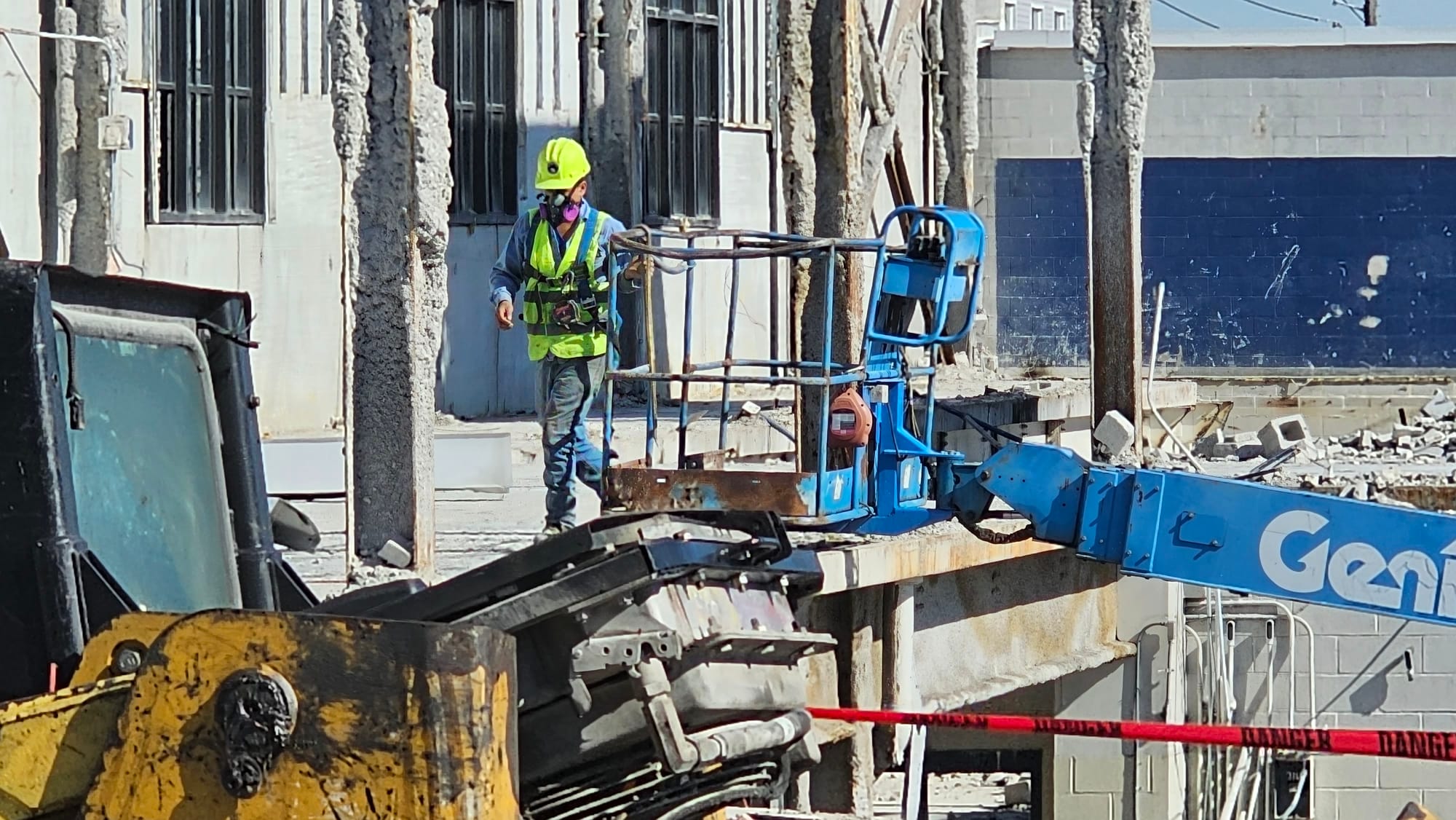 A worker moves through the demolition site at the former Morning Call building Tuesday, Oct. 24.