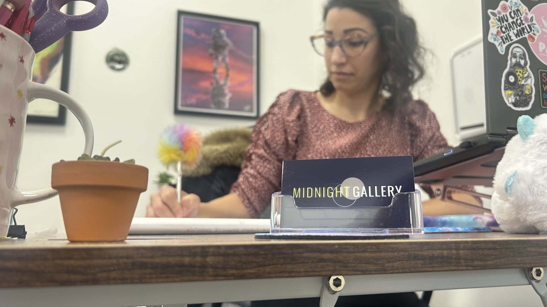 Nina Boodhansingh is the gallery co-owner and curator of Midnight Gallery at Vollux Autowerks in Schnecksville.