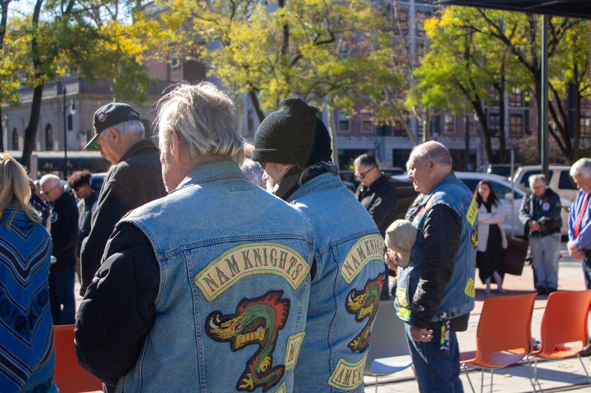 Nam Knights, a Vietnam Veterans group, paying their respects.