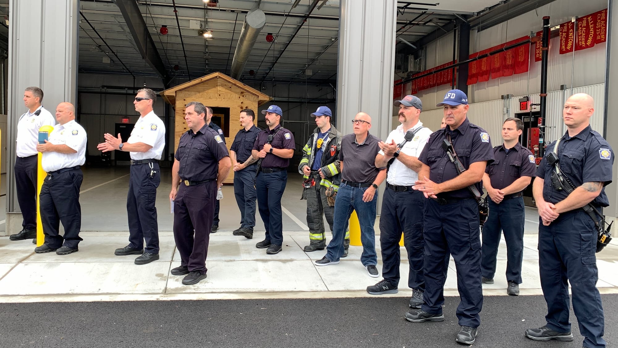 Firefighters at the Allentown Fire Academy and Emergency Operations Center Ribbon-Cutting and Dedication.
