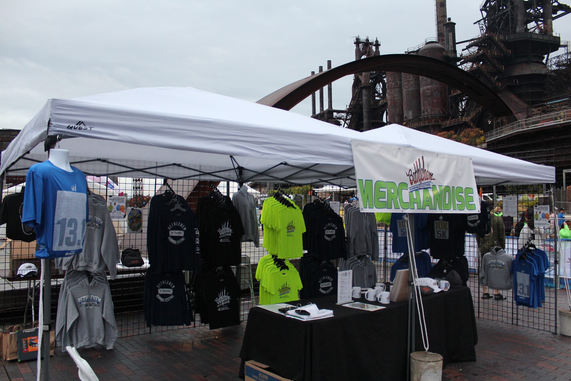 Merchandise at the Bethlehem Running Festival's first day.