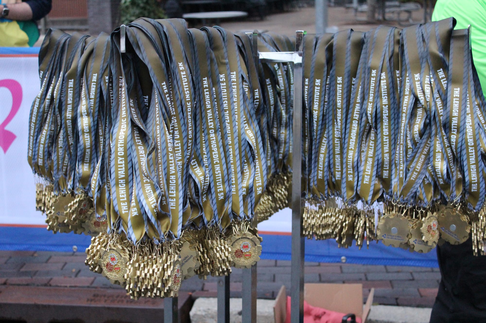 Medals at the Bethlehem Running Festival.