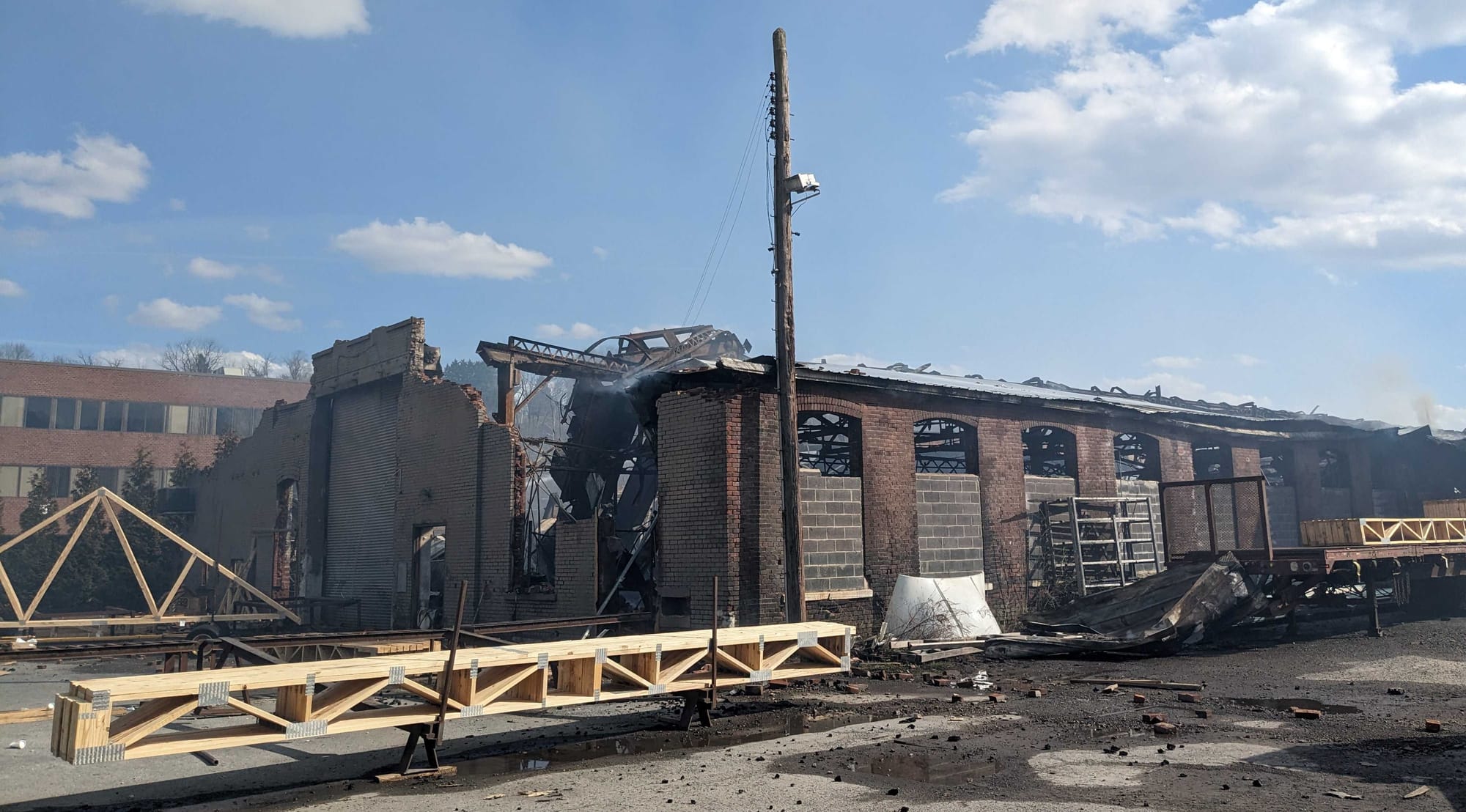 Fire tore through this Easton warehouse on April 4, 2023