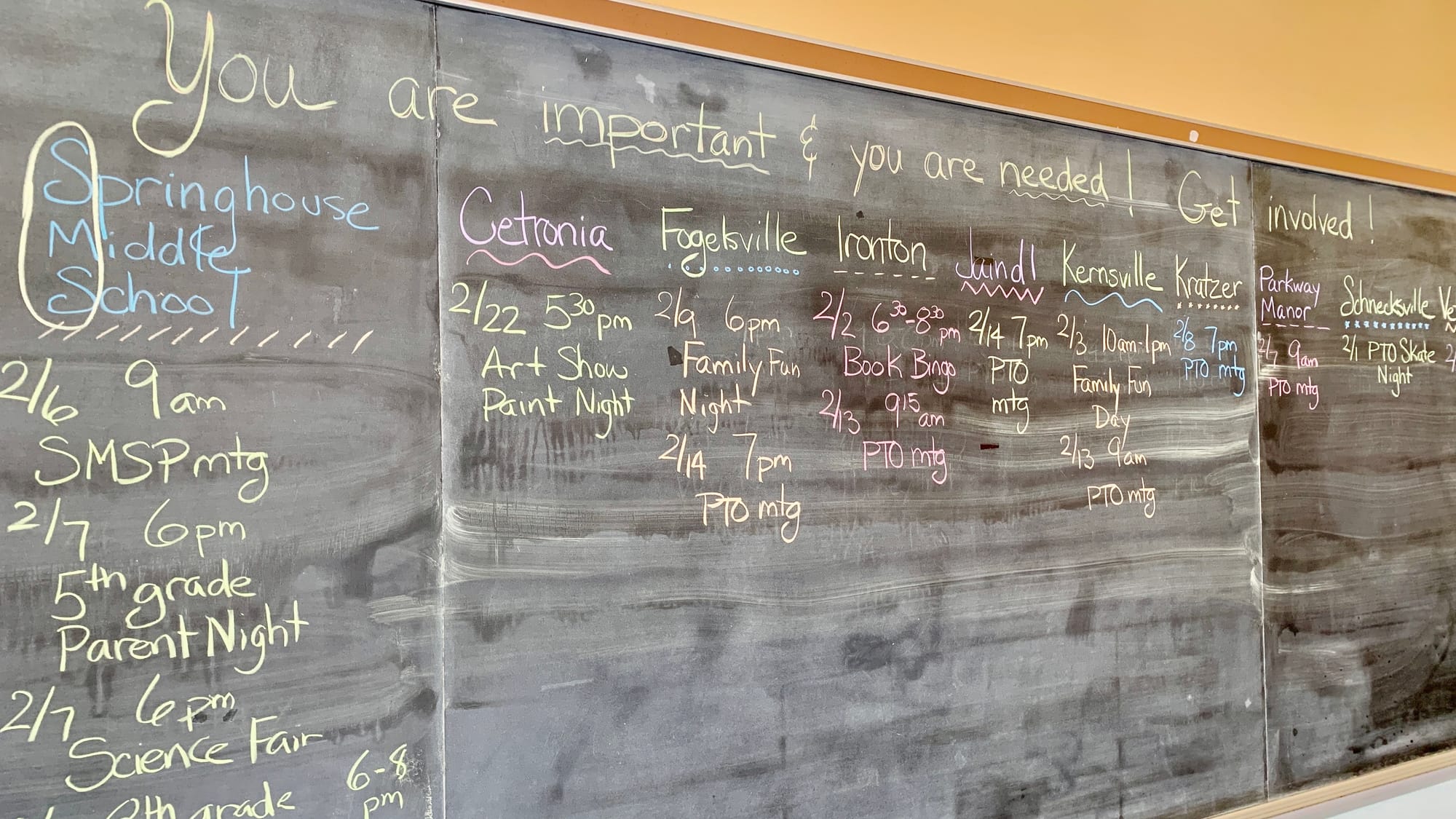 A list of school district events in the Parkland REACH Village.