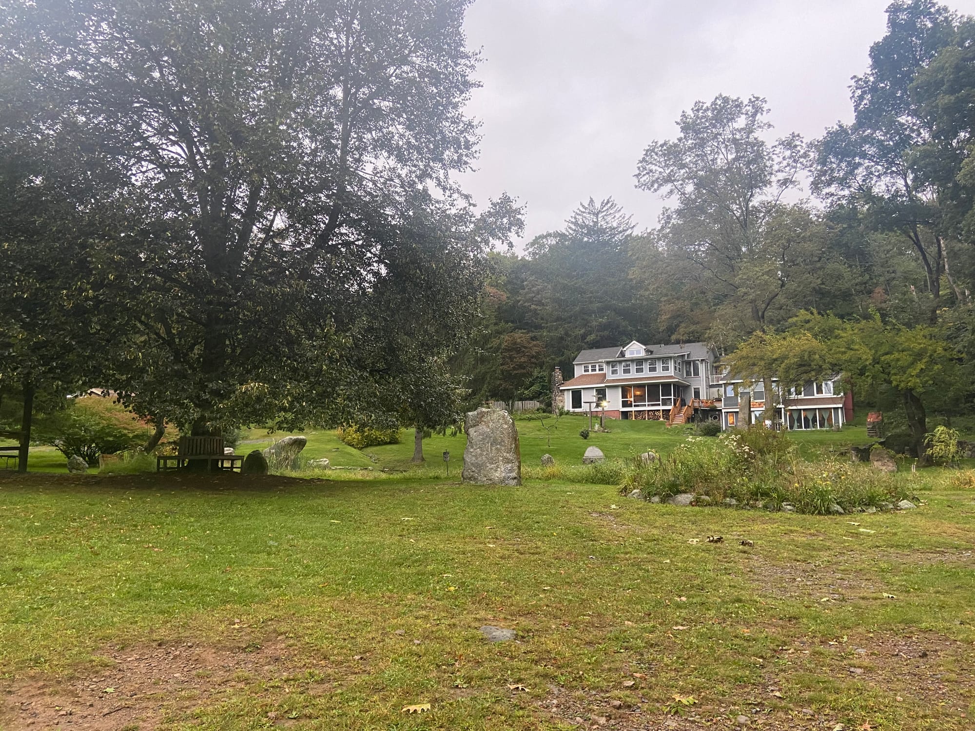 A sunrise observance was held Saturday morning at Columcille Megalith Park to mark the Autumnal Equinox. Nestled in the woods