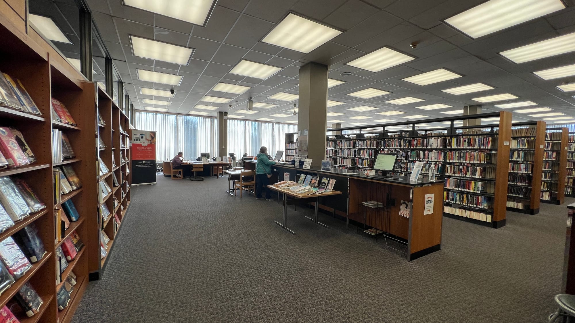 The Bethlehem Area Public Library's main branch houses the front desk, adult books and communal workspaces on the first floor