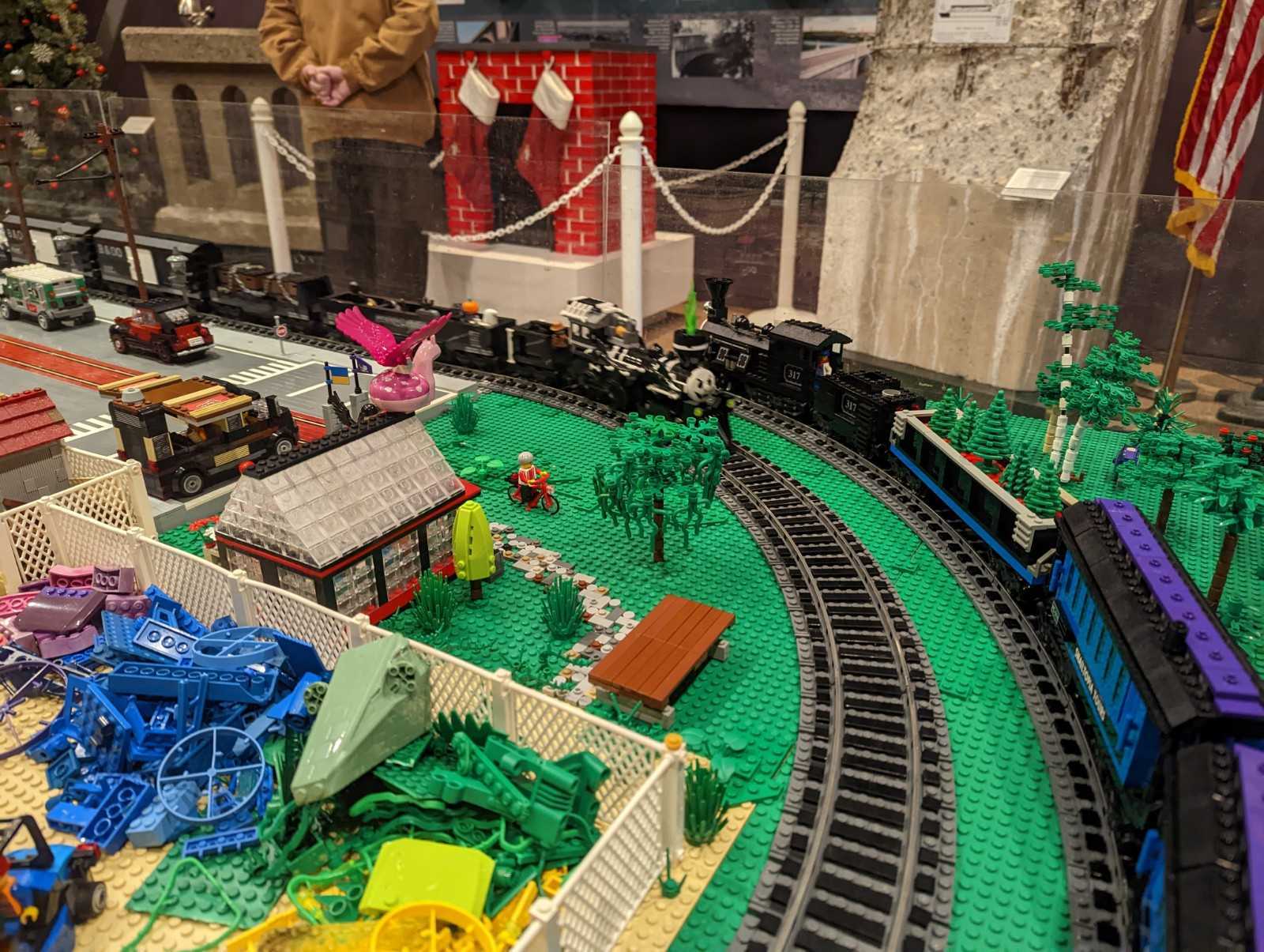 This is the Lego City holiday train display at America on Wheels in Allentown.