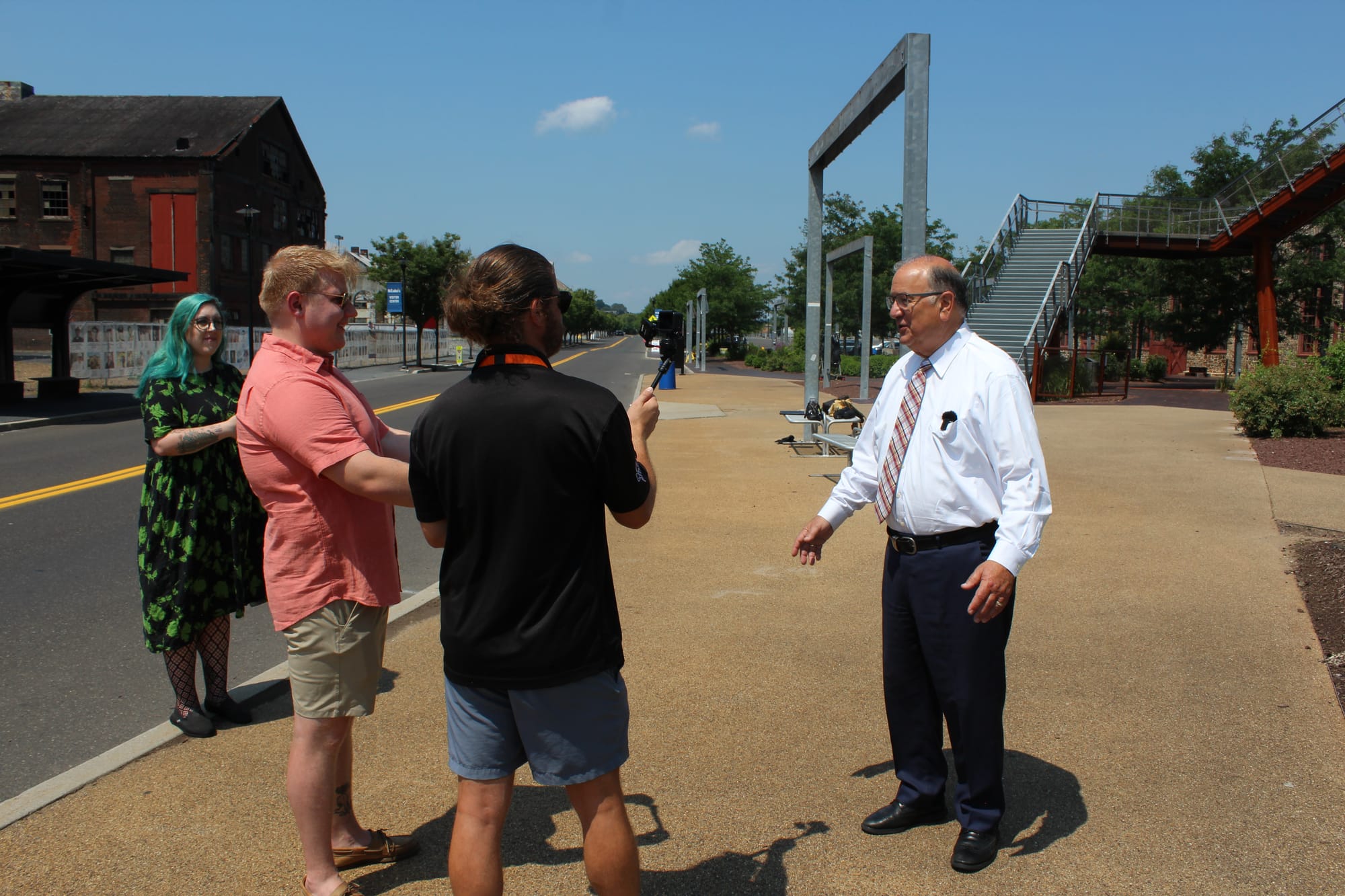 Easton Mayor Sal Panto talks to Wacker and Bradbury Sullivan officials Braden Hudak and Elizabeth Keiser