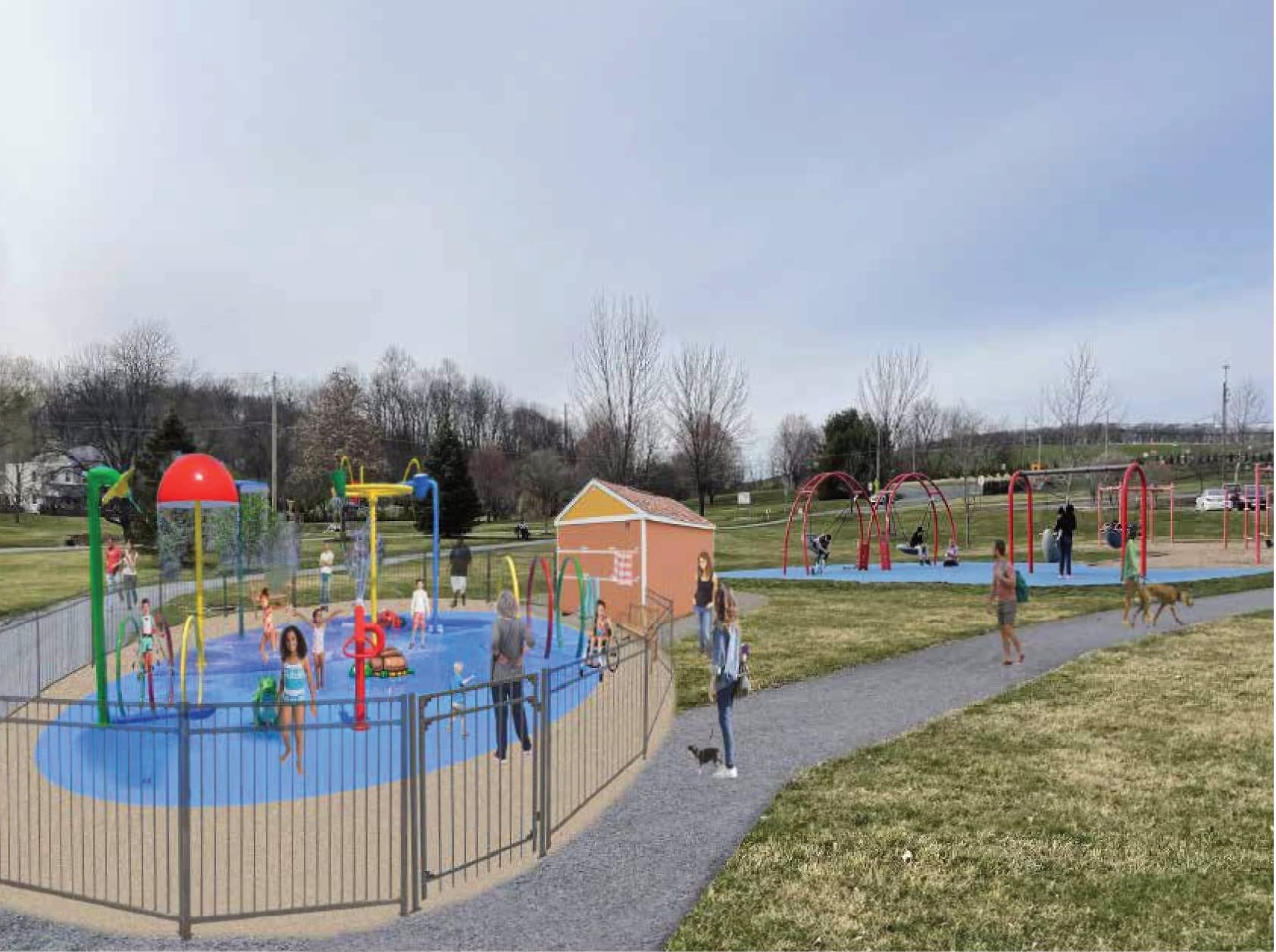 A rendering of a splash pad at Kolapechka Park.