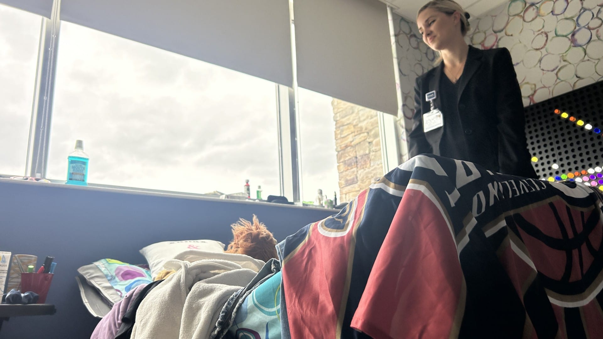 St. Luke's University Health Network Physician assistant Morgan Needham looks for drug paraphernalia and other dangerous subs