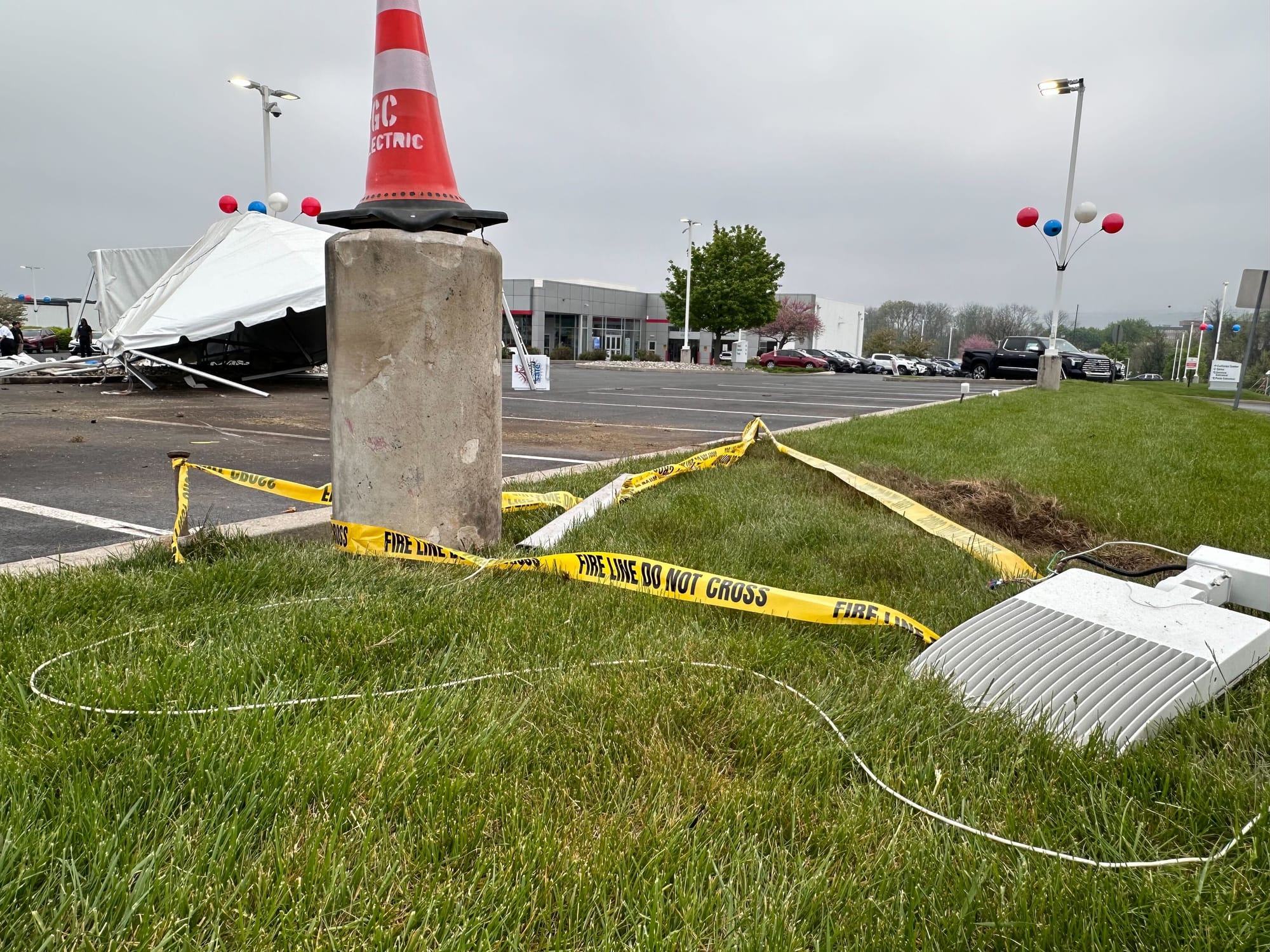 The aftermath of a fatal crash in the lot of the Bennett Infiniti dealership off Lehigh Street in Allentown.