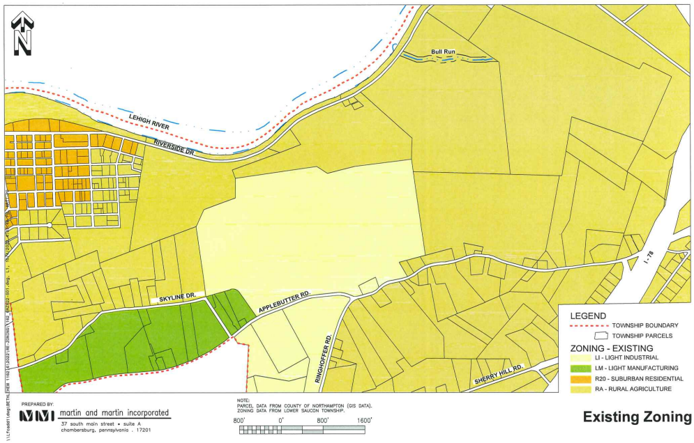 Map of the Bethlehem Landfill's existing zoning