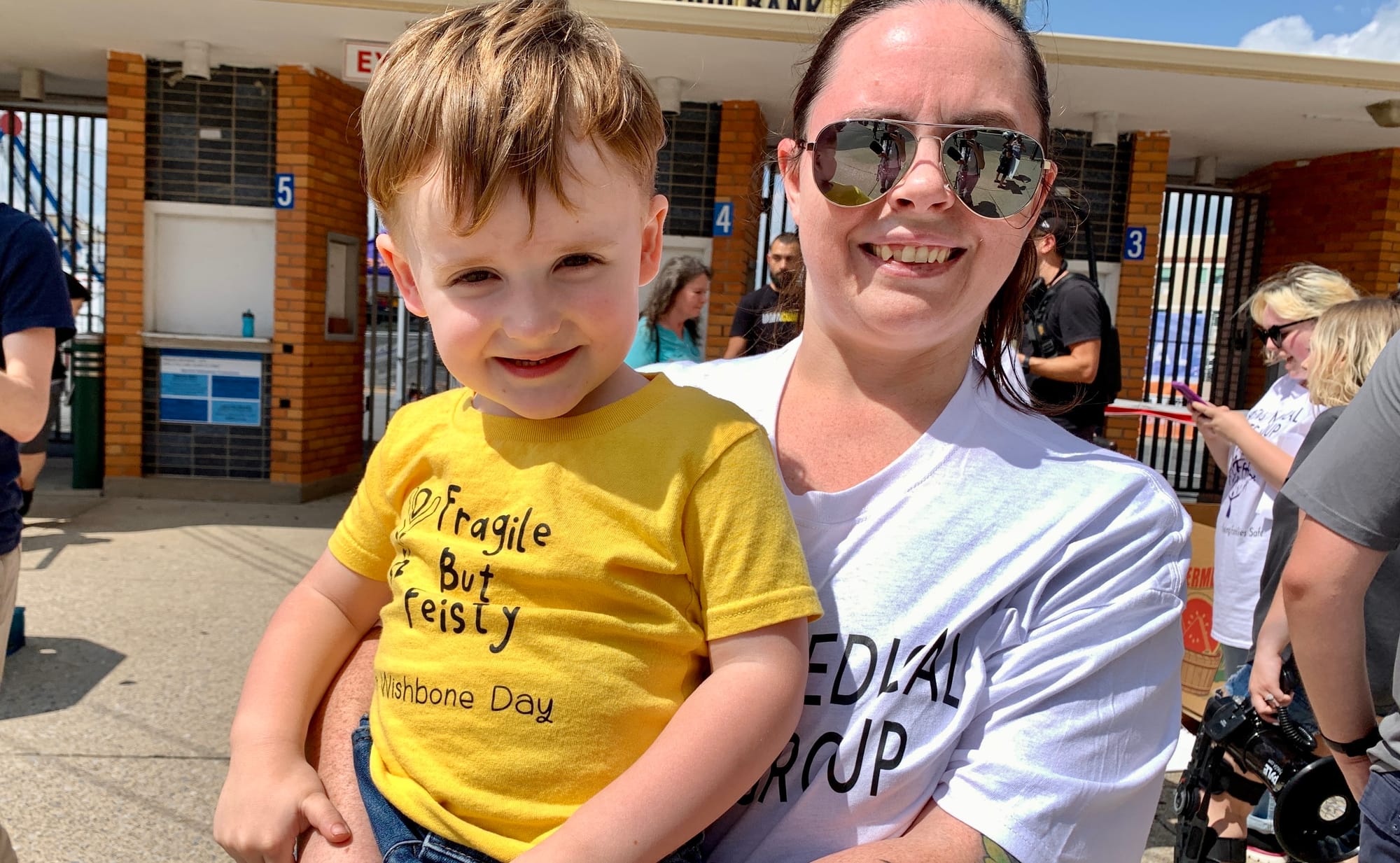 Katrina Manning of Montgomery County attended the protest with her son, Patrick.