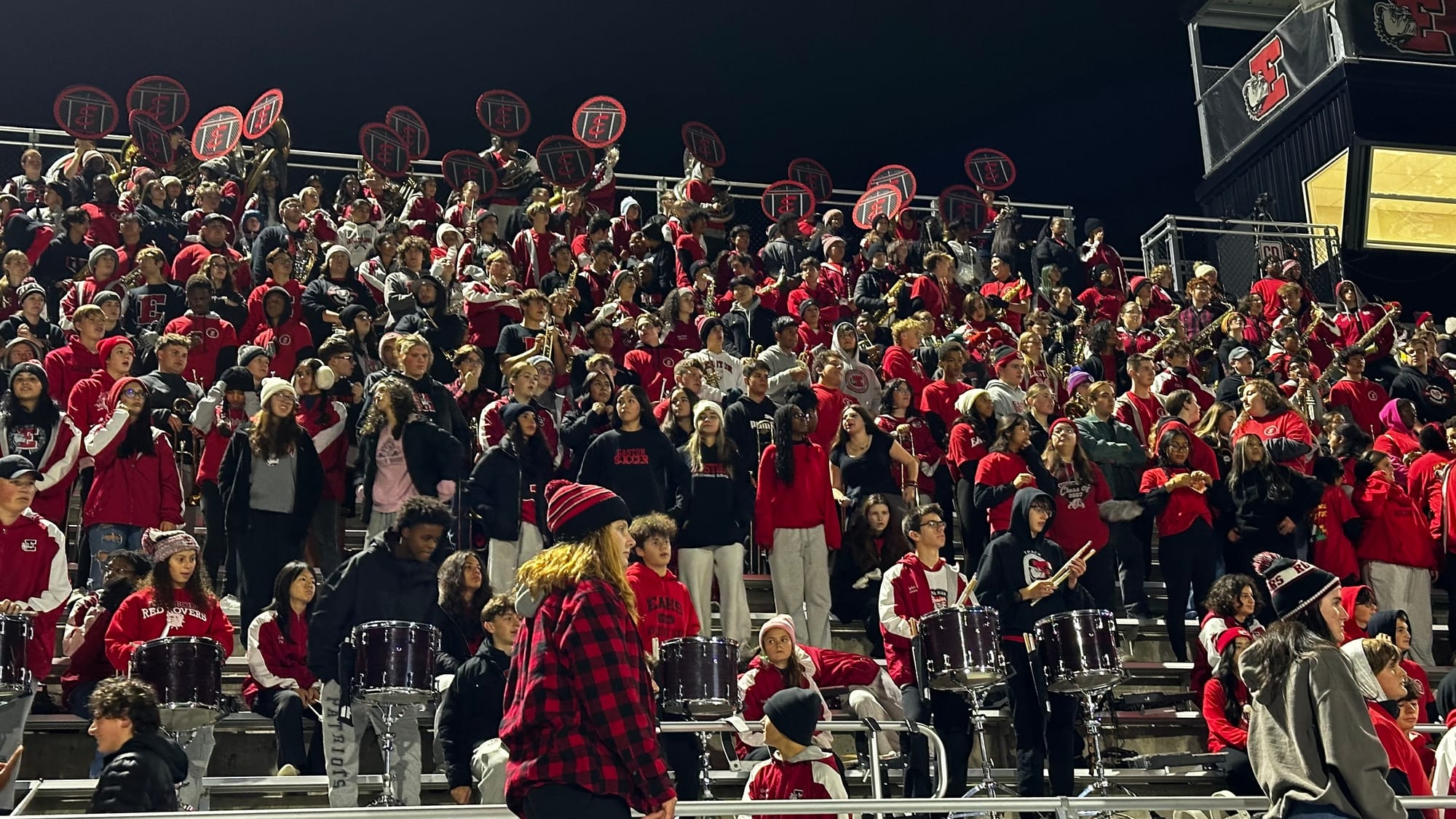 The band takes to the stand, providing the soundtrack for the cheerleaders.