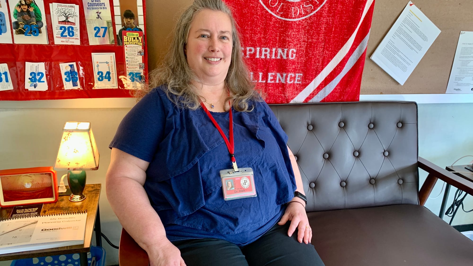 Parkland School District Social Worker Diane Irish in the sitting area of the Parkland REACH Village.