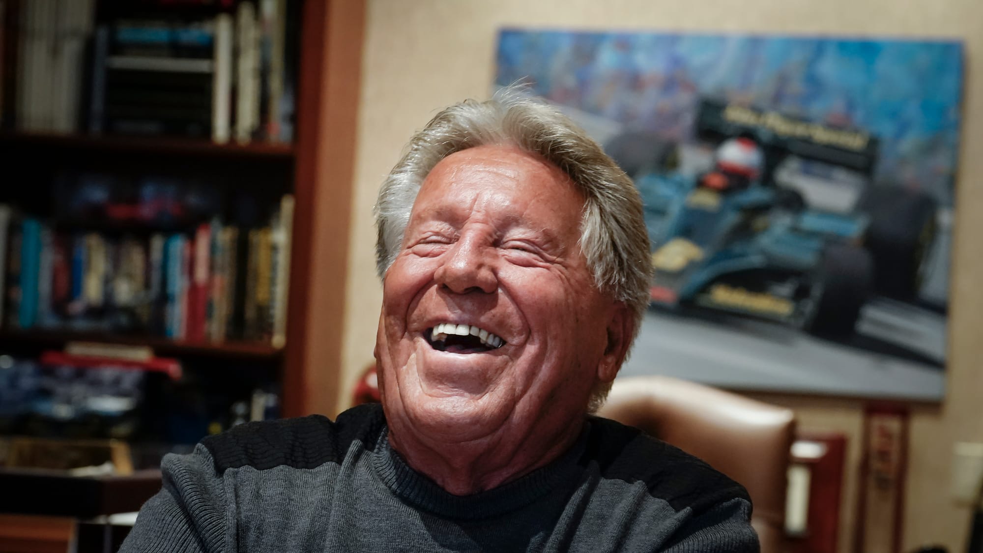 Race driver Mario Andretti answers questions during an interview at his home in Nazareth, Pa. on Wednesday, March 20, 2024. P