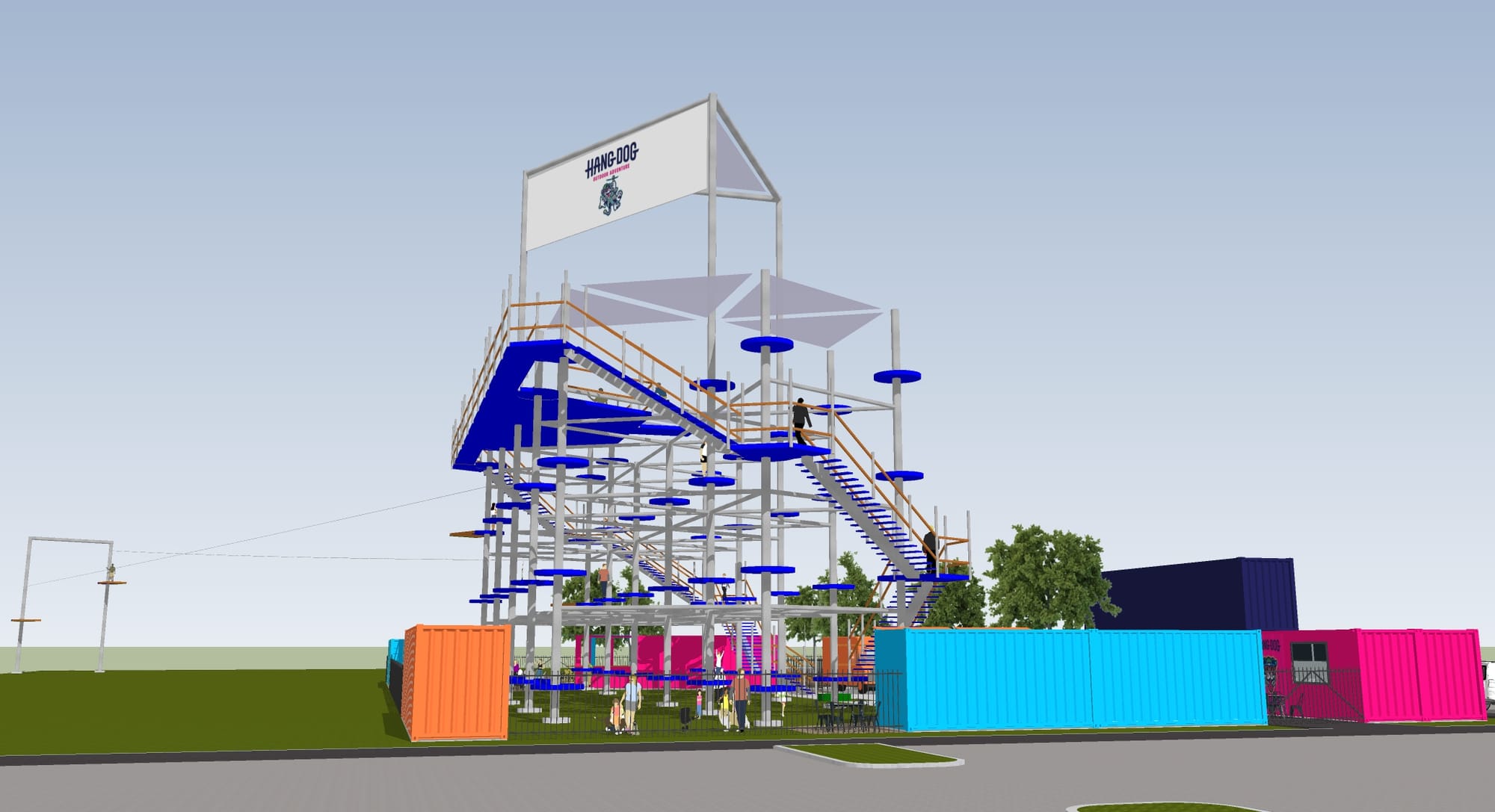 Renderings of the HangDog ropes course coming to the Easton area in 2023.