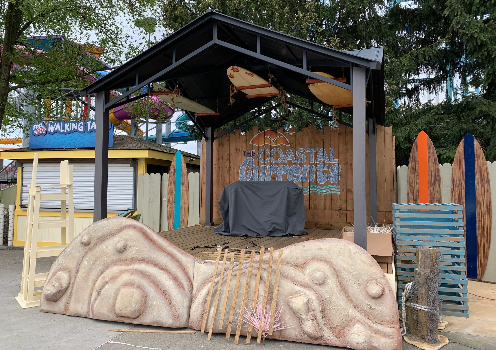 The new stage in the Wildwater Kingdom that will host alive band called the Coastal Currents.