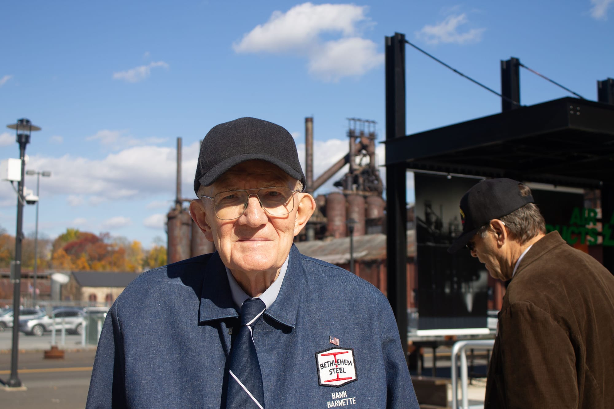 Hank Barnette posing in front of the former Bethlehem Steel campus, where he was the CEO during a critical time.