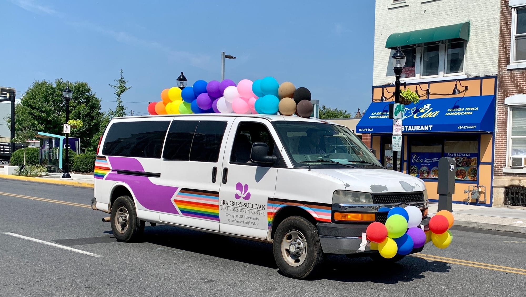 Bradbury-Sullivan LGBT Community Center's car in the Pride Parade.