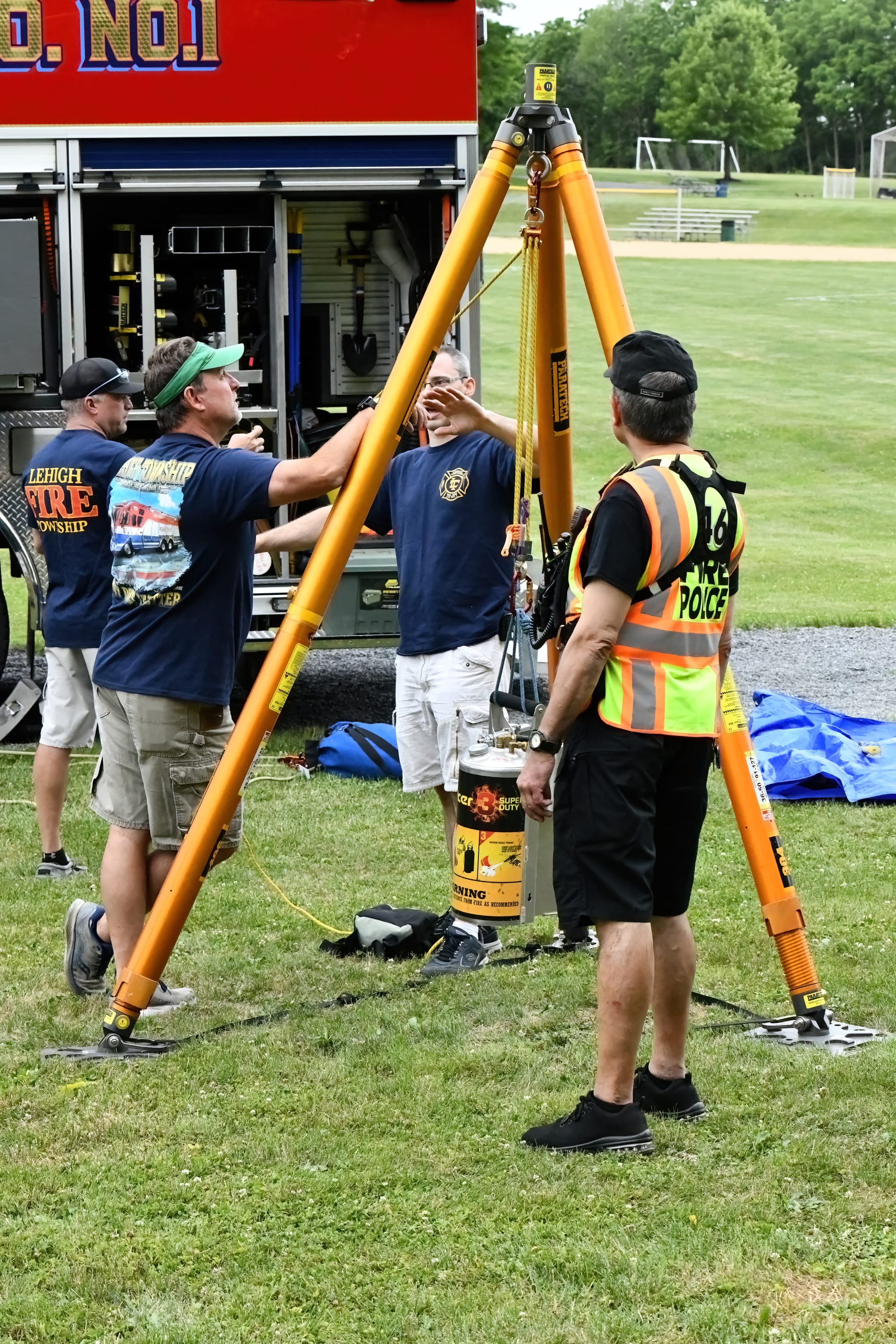 Firefighters during a show and tell event for Lehigh Valley Rescue in East Allen Township on June 21, 2023.