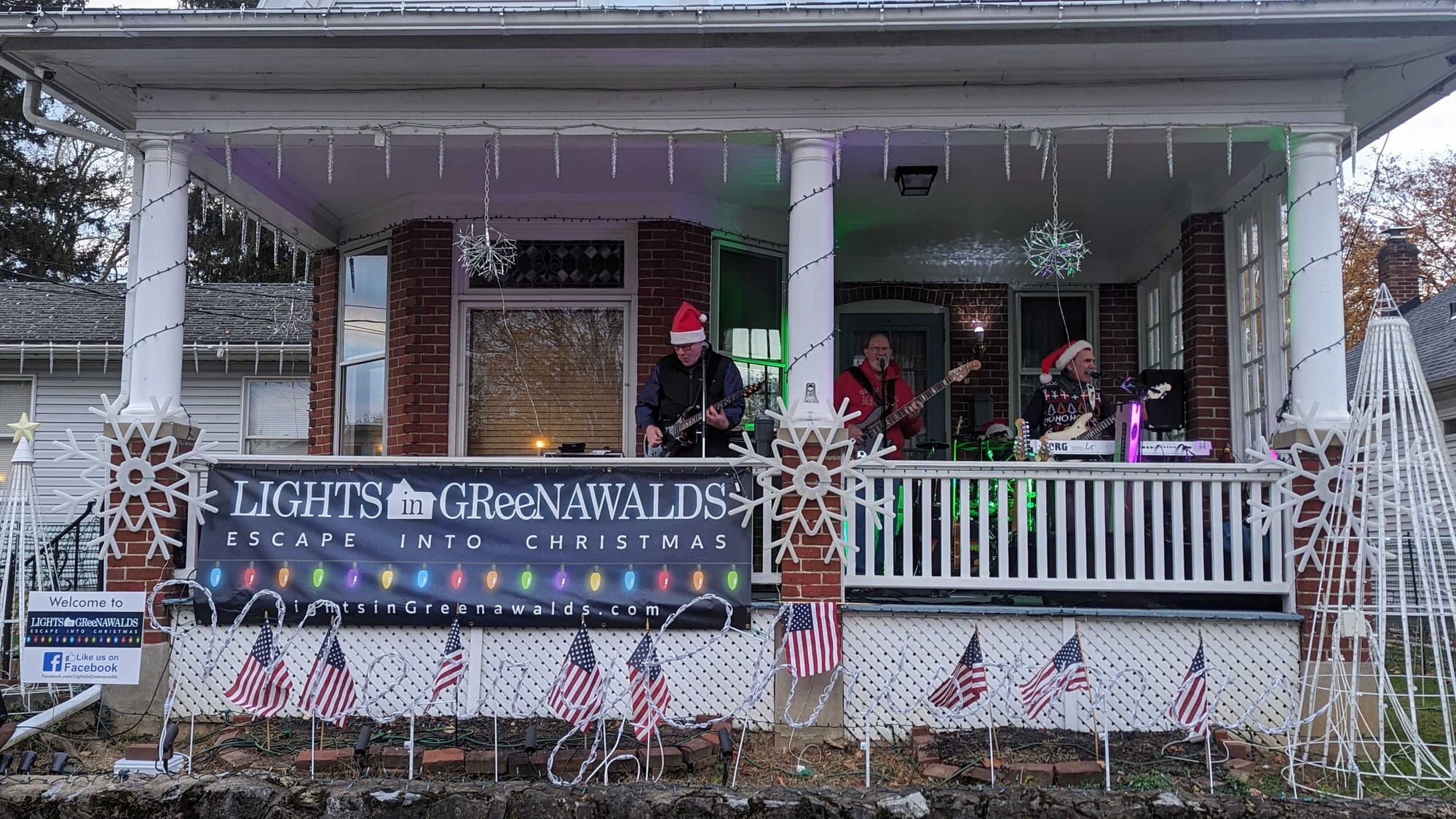 The Common Bond band plays before the start of festivities for the Opening Night of the Lights in Greenawalds.